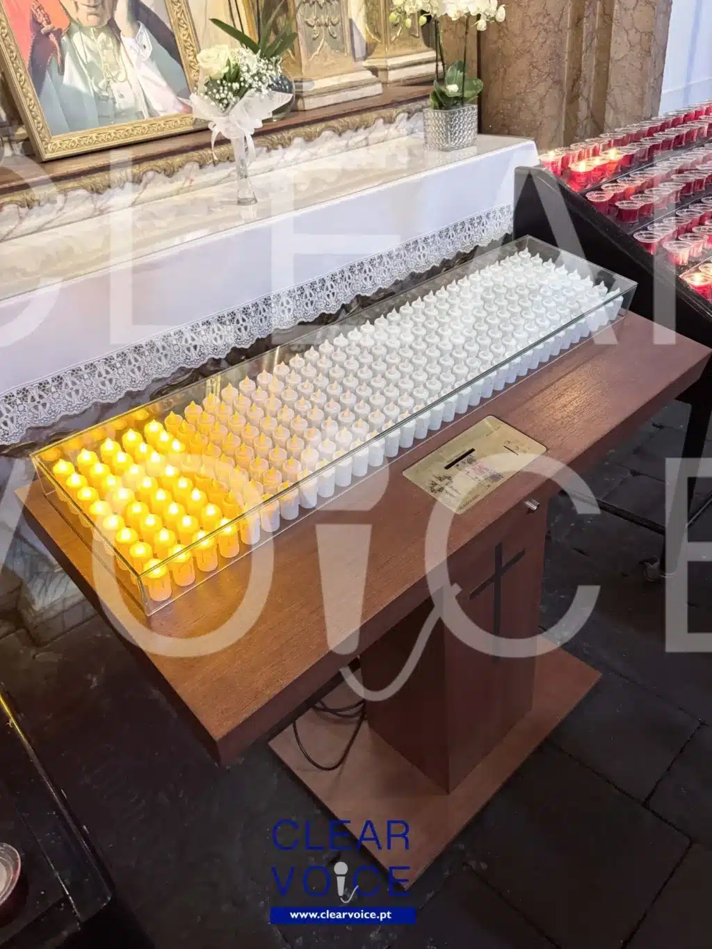 Lampadário de madeira com noteiro (5€, 10€ e 20€) - 64, 128 ou 256 velas